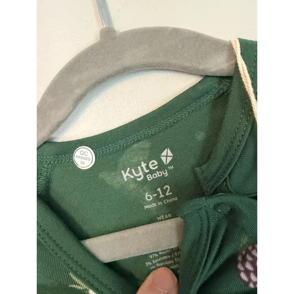Kyte Baby 6-12 Months Green Bamboo Knit Long Sleeve One-Piece Romper NWT